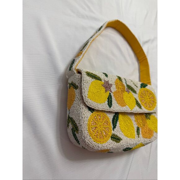 America & Beyond Make Lemonade Beaded Shoulder Bag Handbag - Picture 4 of 13